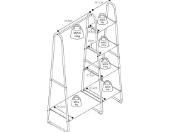 Vente-unique Kleine Opberger En Slaapkameraccessoire-Kledingrek - L100 Cm - Wit Metaal En Beukenhout - Dogu