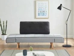 Vente-unique Klik-Klak En Bz Slaapbank-Klik-Klak Bedbank Van Stof Ebaty Ii - Lichtgrijs En Antraciet