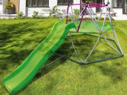 Vente-unique Spel Voor Buiten-Klimkoepel Met Glijbaan Van Groen Staal 3,26 M - Sedoni