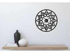 EPIKASA Wandklok-Klok Geometrisch 4, Zwart, 50X1,5X50 Cm,