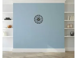 EPIKASA Wandklok-Klok Geometrisch 7, Zwart, Zilver, 50X1,5X50 Cm,