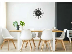 EPIKASA Wandklok-Klok Numbers 4, Zwart, Zilver, 50X1,5X50 Cm,