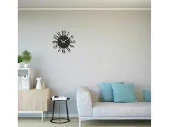 EPIKASA Wandklok-Klok Numbers 4, Zwart, Zilver, 50X1,5X50 Cm,