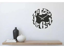 EPIKASA Wandklok-Klok Numbers 3, Zwart, Zilver, 50X1,5X50 Cm,