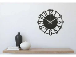 EPIKASA Wandklok-Klok Numbers 5, Zwart, Zilver, 50X1,5X50 Cm,