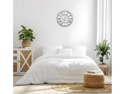 EPIKASA Wandklok-Klok Vintage 5, Wit, Zwart, 50X1,5X50 Cm,