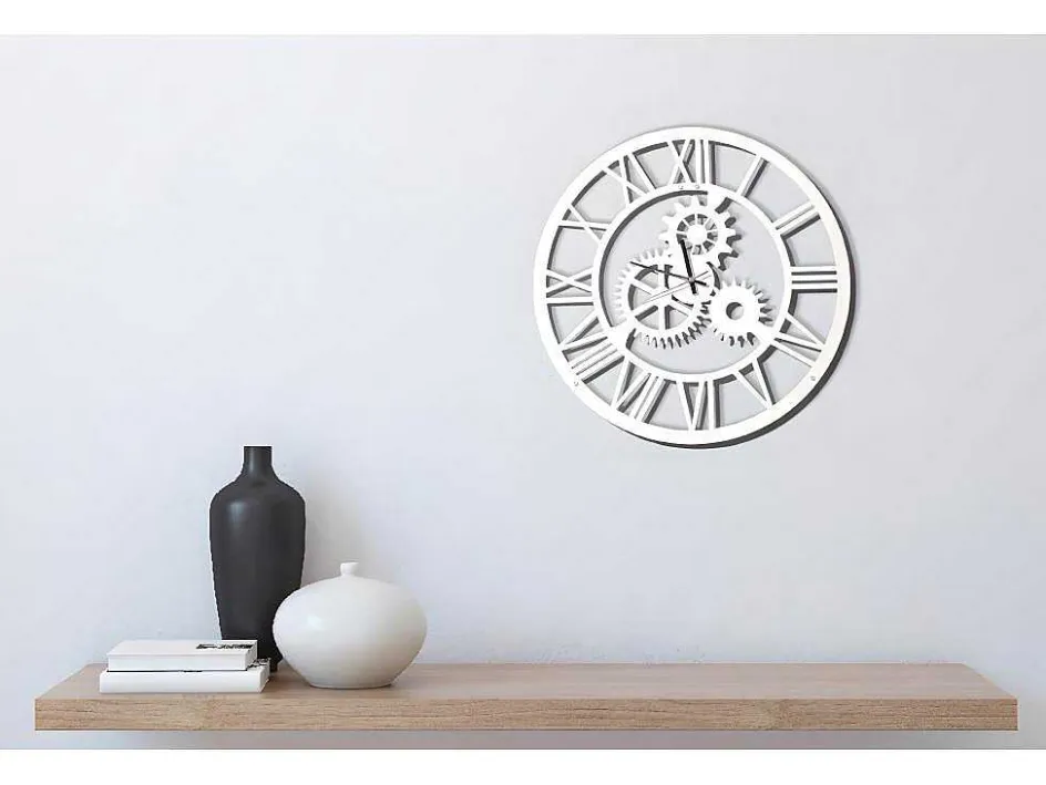 EPIKASA Wandklok-Klok Vintage 4, Wit, Zwart, 50X0,16X50 Cm,