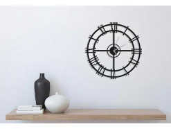 EPIKASA Wandklok-Klok Vintage 1, Zwart, Zilver, 50X0,16X50 Cm,