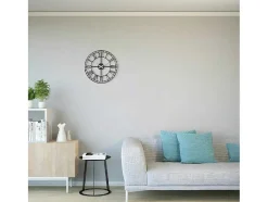 EPIKASA Wandklok-Klok Vintage 9, Zwart, Zilver, 50X1,5X50 Cm,