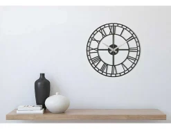 EPIKASA Wandklok-Klok Vintage 9, Zwart, Zilver, 50X1,5X50 Cm,