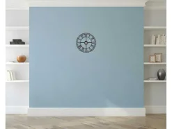 EPIKASA Wandklok-Klok Vintage 9, Zwart, Zilver, 50X1,5X50 Cm,