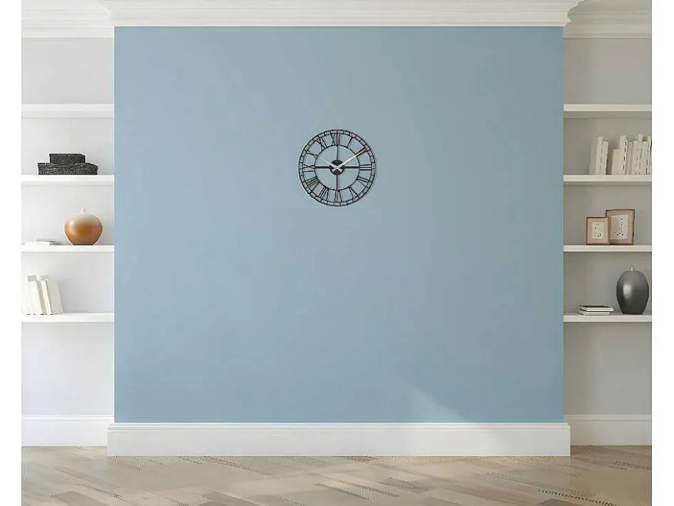 EPIKASA Wandklok-Klok Vintage 9, Zwart, Zilver, 50X1,5X50 Cm,
