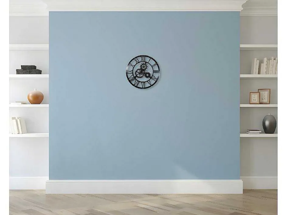 EPIKASA Wandklok-Klok Vintage, Zwart, Zilver, 50X0,16X50 Cm,