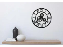 EPIKASA Wandklok-Klok Vintage, Zwart, Zilver, 50X0,16X50 Cm,