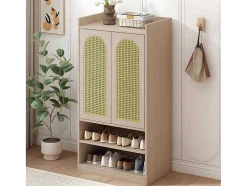 ModernLuxe Schoenenkast-Klompenkast - 2 Open Planken En 2 Verstelbare Interne Planken - Naturel