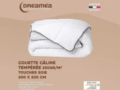 DREAMEA Dekbed-Knuffel Dekbed Silk Touch 200 X 200 Cm - 250 G/M - Wit Met Grijze Bies - Biesya