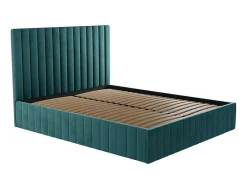 PASCAL MORABITO Fluwelen Bed-Kofferbed En Hoofdbord Met Verticale Stiksels - 180 X 200 Cm - Fluweel - Taupe - Larali - Van