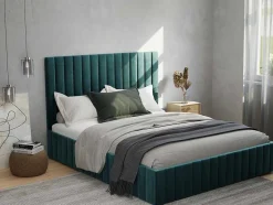 PASCAL MORABITO Fluwelen Bed-Kofferbed En Hoofdbord Met Verticale Stiksels - 180 X 200 Cm - Fluweel - Taupe - Larali - Van