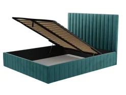 PASCAL MORABITO Tweepersoonsbed-Kofferbed En Hoofdbord Met Verticale Stiksels - 160 X 200 Cm - Fluweel - Eendblauw - Larali - Van