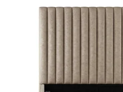Vente-unique Tweepersoonsbed-Kofferbed En Hoofdeinde Met Verticale Stiksels - 180 X 200 Cm - Stof - Beige - Sarah