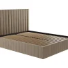 PASCAL MORABITO Fluwelen Bed-Kofferbed Met Hoofdbord Met Verticale Naden - 180 X 200 Cm - Velours - Taupe - Larali - Van