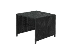 Vente-unique Kruk-Krukje Van Poly-Rattan Mcw-K35, Zwart, Kussen Lichtgrijs