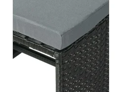Vente-unique Kruk-Krukje Van Poly-Rattan Mcw-K35, Zwart, Kussen Lichtgrijs