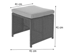 Vente-unique Kruk-Krukje Van Poly-Rattan Mcw-K35, Zwart, Kussen Lichtgrijs