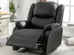 ModernLuxe Fauteuil Leer-Kunstleer Handmatig Verstelbare Relaxfauteuil Met Zijvak - Zwart
