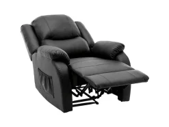 ModernLuxe Fauteuil Leer-Kunstleer Handmatig Verstelbare Relaxfauteuil Met Zijvak - Zwart