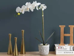OZAIA Kunstplant-Kunstorchidee Met Pot Van Cement - H60 - Wit - Flora