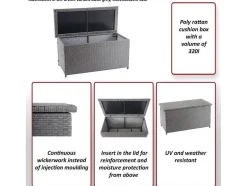 Vente-unique Tuinopslag-Kussenbox Van Polyrattan Mcw-D88 Iii, Premium Grijs, 63X135X52Cm 320L