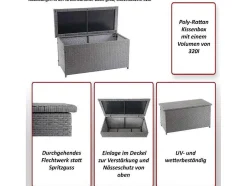 Vente-unique Tuinopslag-Kussenbox Van Polyrattan Mcw-D88 Iii, Premium Grijs, 80X160X94Cm 950L