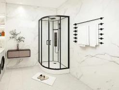 Shower & Design Douchecabine-Kwartcirkelvormige Douchecabine Met Massagestralen L90 X B90 X H215 Cm Solena