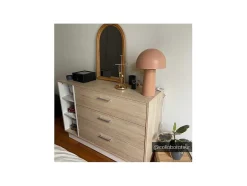 Vente-unique Ladekast-Ladekast - 3 Lades En 3 Nissen - Naturelkleur En Wit - Leandre