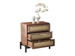 ModernLuxe Ladekast-Ladekast - 3 Pvc Rotan Lades Met Zwarte Poten - Bruin