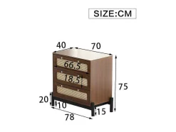 ModernLuxe Ladekast-Ladekast - 3 Pvc Rotan Lades Met Zwarte Poten - Bruin
