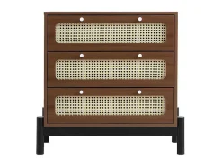 ModernLuxe Ladekast-Ladekast - 3 Pvc Rotan Lades Met Zwarte Poten - Bruin