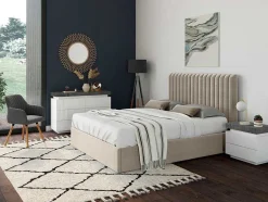 Vente-unique Ladekast-Ladekast Halo Ii - 6 Lades - Gelakt Mdf - Met Ledverlichting - Kleur: Wit En Beton