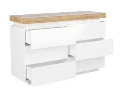 Vente-unique Ladekast-Ladekast Halo Ii - 6 Lades - Gelakt Mdf - Met Ledverlichting - Kleur: Wit En Eiken