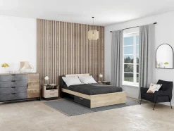 Vente-unique Ladekast-Ladekast Laonile - 1 Deur En 4 Laden - Noten En Antraciet