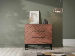 Vente-unique Ladekast-Ladekast Met 3 Lades - Acaciahout En Metaal - Naturel En Zwart - Vedila
