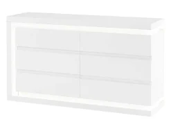 Vente-unique Ladekast-Ladekast Met 6 Lades - Met Ledverlichting - Mdf - Wit Gelakt - Flarancia