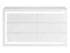 Vente-unique Ladekast-Ladekast Met 6 Lades - Met Ledverlichting - Mdf - Wit Gelakt - Flarancia