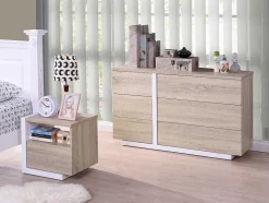 Vente-unique Ladekast-Ladekast Napoli - 6 Laden - Eiken En Wit