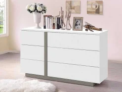 Vente-unique Ladekast-Ladekast Napoli - 6 Laden - Wit En Taupe