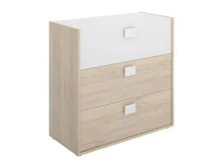 Vente-unique Ladekast-Ladekast Sonia - 3 Lades - Kleuren: Eiken En Wit