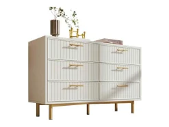 ModernLuxe Ladekast-Ladekast Versierd Met Verticale Strepen - 6 Lades - Wit