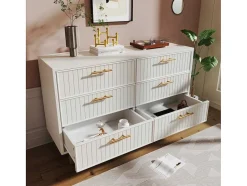 ModernLuxe Ladekast-Ladekast Versierd Met Verticale Strepen - 6 Lades - Wit