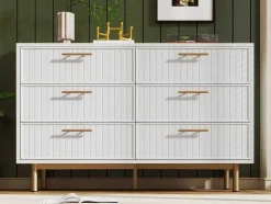 ModernLuxe Ladekast-Ladekast Versierd Met Verticale Strepen - 6 Lades - Wit